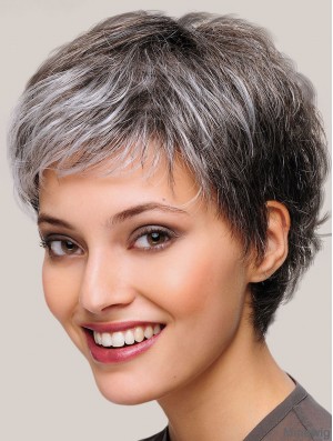8 inch Short Straight Beautiful Synthetic Grey Wigs