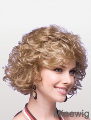 Designed Blonde Curly Chin Length Classic Wigs