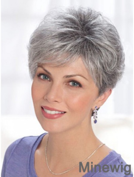 Grey Lady Short Classic Lace Front Human Wigs