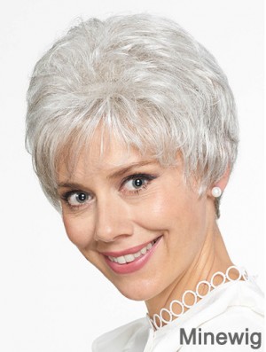 Short Grey Straight 8 inch Grey Synthetic Wigs
