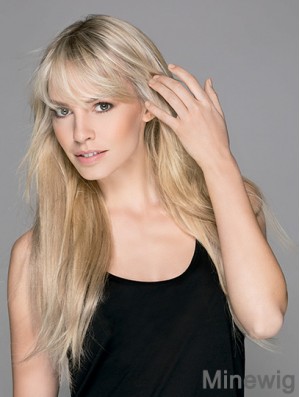 Straight Capless Platinum Blonde With Bangs Synthetic Perfect Long Wigs