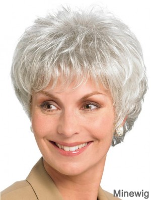 6 inch Straight Lace Front Synthetic Ideal Grey Wigs
