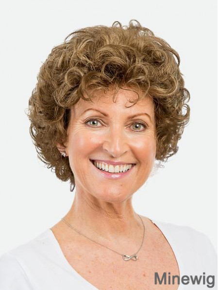 8 inch Monofilament Synthetic Short Brown Curly Amazing Bob Women Wigs