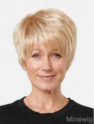 Blonde Synthetic Short Straight 8inch Affordable Lace Front Wigs