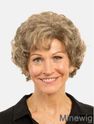Curly Brown Monofilament Synthetic Bobs 8 inch Ladies Fashion Short Wigs