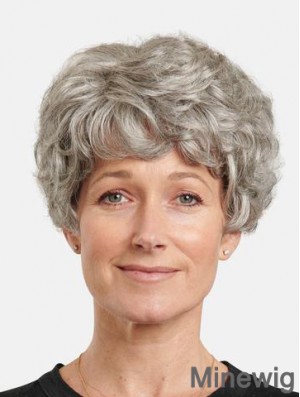 Monofilament 8 inch Wavy Synthetic Layered Short Best Grey Wigs