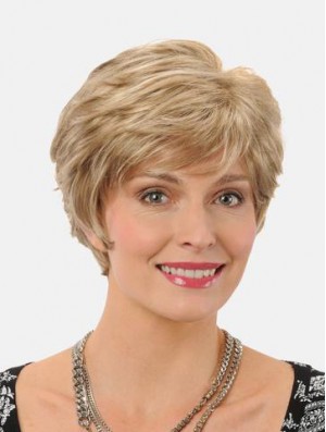 Straight 8 inch Synthetic Blonde Short High Quality Lace Wig