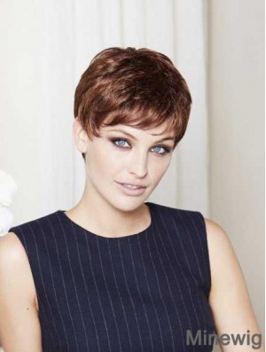 Straight Capless Brown Synthetic Sleek Short Wigs