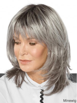 Synthetic Layered Straight Capless Fabulous Grey Hair Wigs