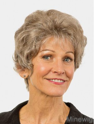 Wavy Brown Monofilament Synthetic Layered 8 inch Modern Short Wigs