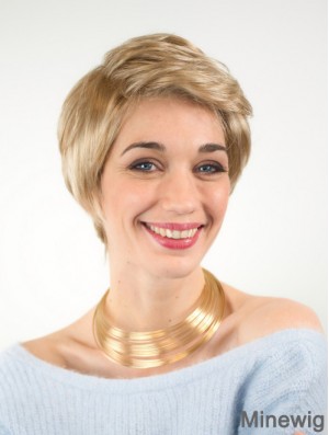Exquisite Boycuts Short Blonde Synthetic Straight Lace Wigs