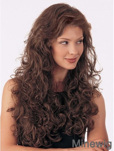 Long Curly Brown No-Fuss Brazilian Remy Hair Half Wigs