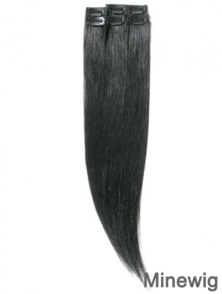 Amazing Black Straight Remy Human Hair Clip In Hair Extensions