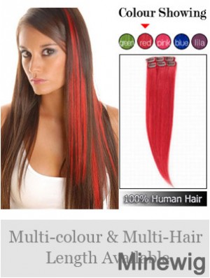 Fashionable Red Straight Remy Human Hair Clip In Hair Extensions