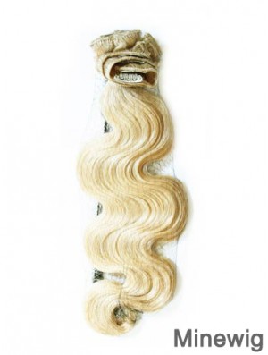 Stylish Blonde Wavy Remy Human Hair Clip In Hair Extensions