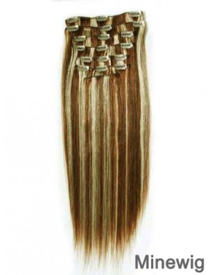 New Brown Straight Remy Human Hair Clip In Hair Extensions