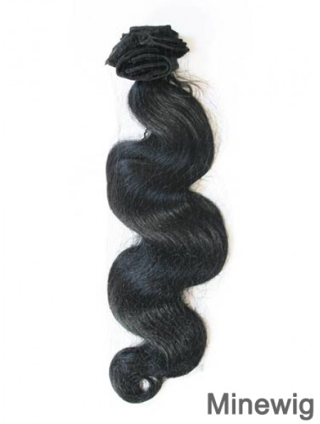 Black Wavy Style Remy Human Hair Tape In Hair Extensions