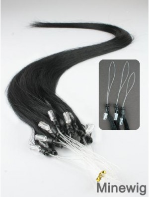 Fashionable Black Straight Micro Loop Ring Hair Extensions