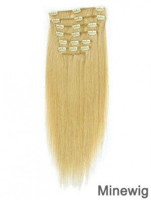 Suitable Blonde Straight Remy Human Hair Clip In Hair Extensions