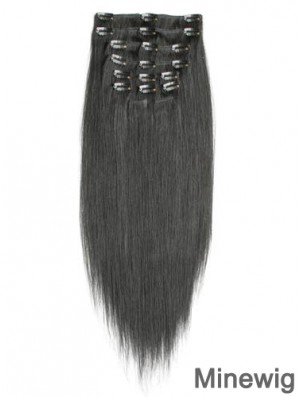 Incredible Black Straight Remy Human Hair Clip In Hair Extensions