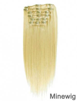 Style Blonde Straight Remy Human Hair Clip In Hair Extensions