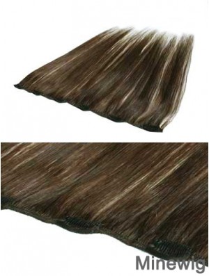 Convenient Brown Straight Remy Human Hair Clip In Hair Extensions