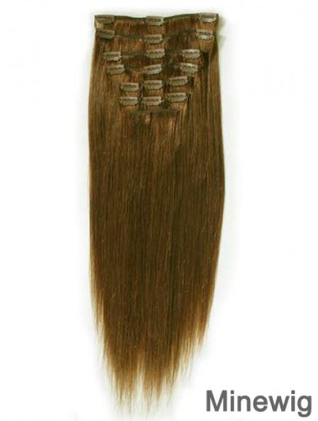 Ideal Brown Straight Remy Human Hair Clip In Hair Extensions