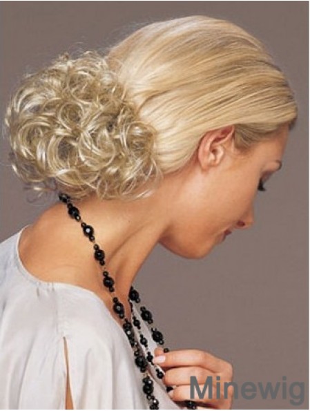 Ideal Blonde Curly Synthetic Clip In Hairpieces