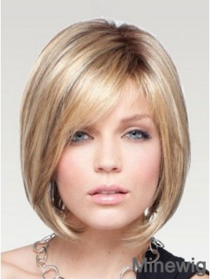 Natural Bob Wigs Remy Human Hair Chin Length Blonde Color Straight Style