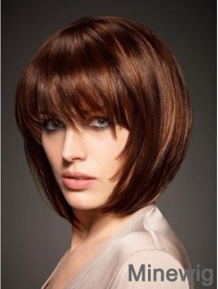 Natural Human Hair Wig Straight Style Chin Length Bobs Cut