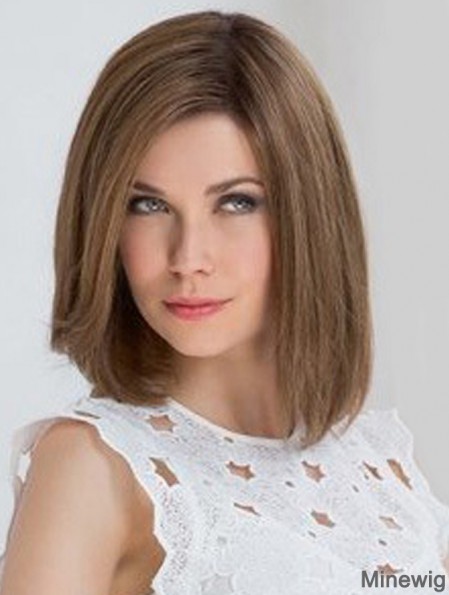 12 inch Shoulder Length New Brown Remy Human Hair Bob Wigs