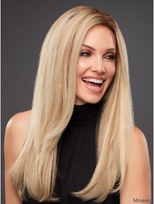 Platinum Blonde Without Bangs Straight 18 inch Human Hair Wig