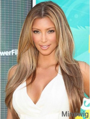 Best Human Hair wigs Straight Style Blonde Color With Monofilament Kim Kardashian wig