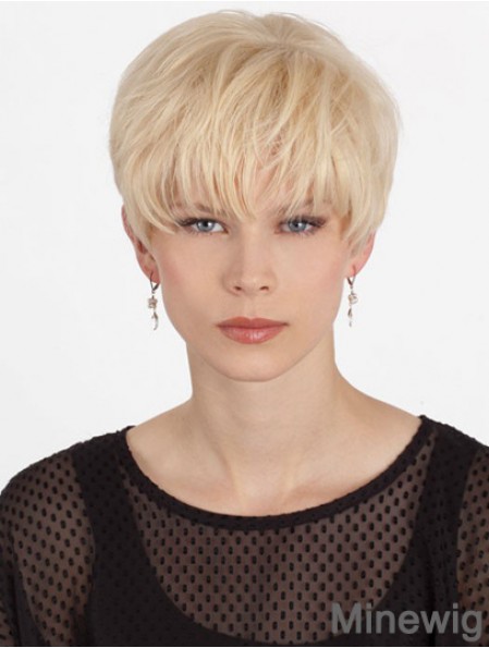 Human Hair Mono Topper With Monofilament Boycuts Short Length Straight Style