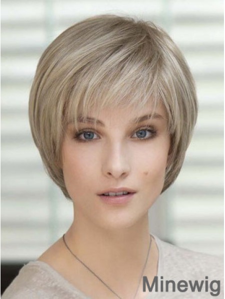 100% Hand Tied Short Straight Classic Blonde Real Hair Wigs