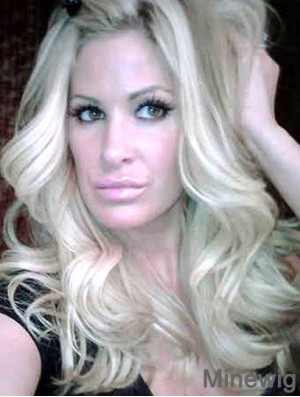 Kim Zolciak Without  Bangs With Remy Human Lace Front Wavy Style