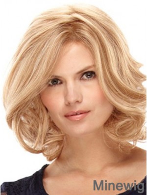 Blonde Shoulder Length High Quality Curly Layered Lace Wigs