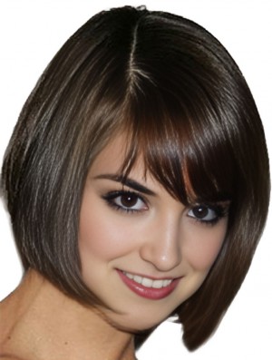 Best African American Lace Front Katie Holmes Wigs Chin Length Brown Color