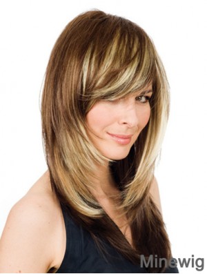 16 inch Blonde Long Layered Wavy Comfortable Lace Wigs