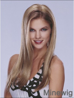 Half Blonde Wig Lace Front Long Length Straight Style