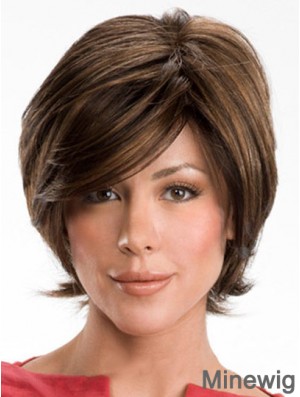 Dark Brown Layerd Cut Ladies Synthetic Wigs With Capless Wavy Style