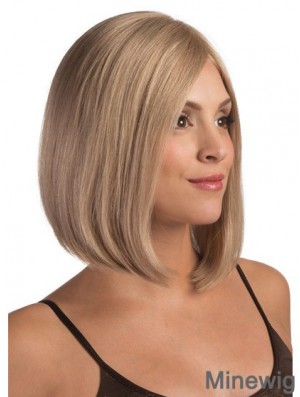 Human Hair Lace Front Chin Length Straight Blonde Fashionable Bob Wigs