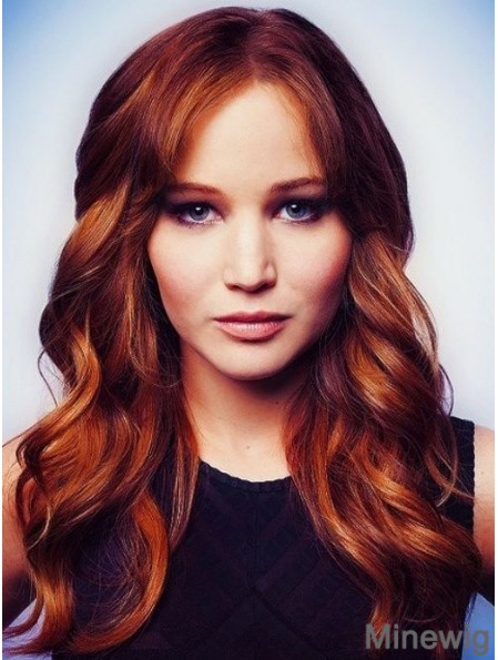 100% Human Hair Jennifer Lawrence Wigs With Capless Wavy Style Long Length