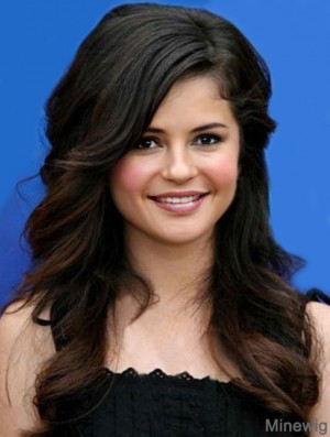 New Black Long Wavy 20 inch With Bangs Selena Gomez Lace Wigs