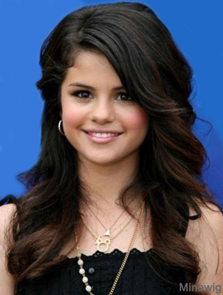 New Black Long Wavy 20 inch With Bangs Selena Gomez Lace Wigs