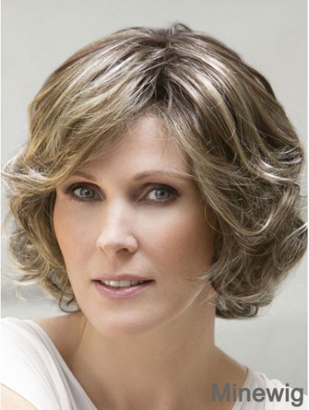 Blonde Wavy Chin Length With Bangs Ladies Monofilament Ellen Wille Wigs