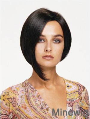 Lace Front Chin Length Straight Black Affordable Bob Wigs