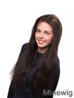 Brown Long Straight Without Bangs Lace Front Wig UK Online