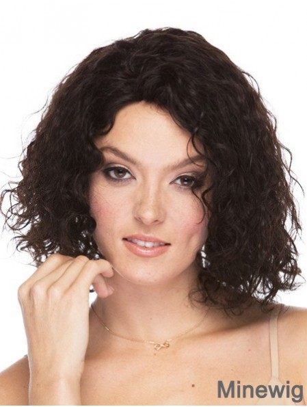 Curly Brazilian Human Hair Shoulder Length Brown Color