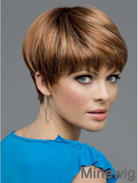 Brown Cropped Straight Boycuts Lace Front Wigs Cheap